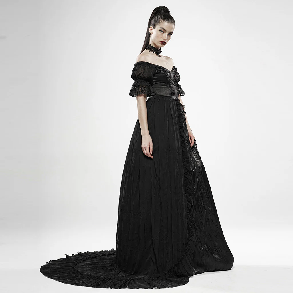 Black feather off shoulder dress - Image 12