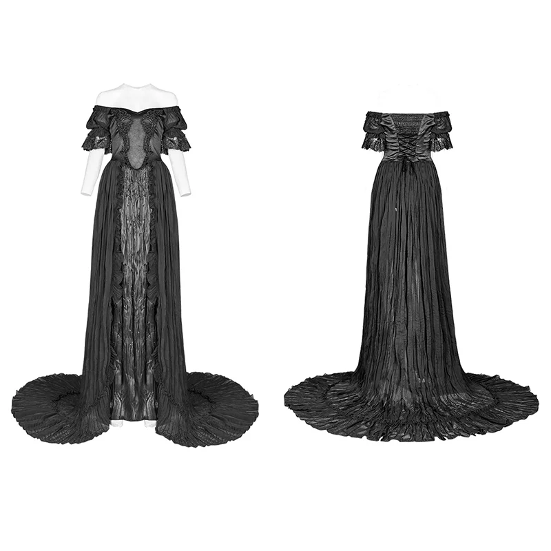Black feather off shoulder dress - Image 4