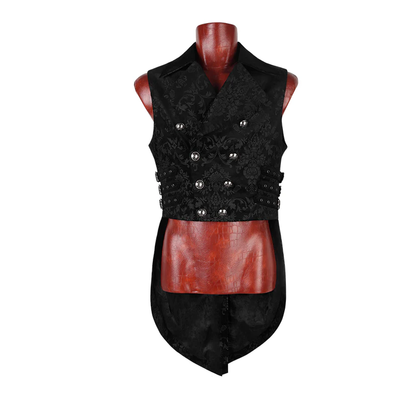 Black Lace Lapel Gothic Shirt With Bubble Long Sleeve - Image 4