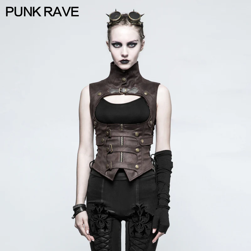 Black Leather Punk Vest Waistcoat Women Slim Joker Style - Image 6