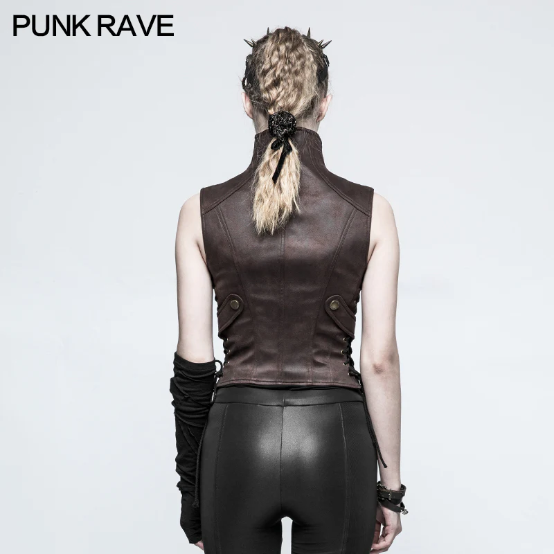 Black Leather Punk Vest Waistcoat Women Slim Joker Style - Image 8