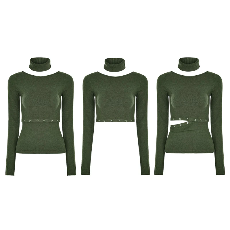 Daily Soft Split Punk Sweater With Separate Collar - Image 14