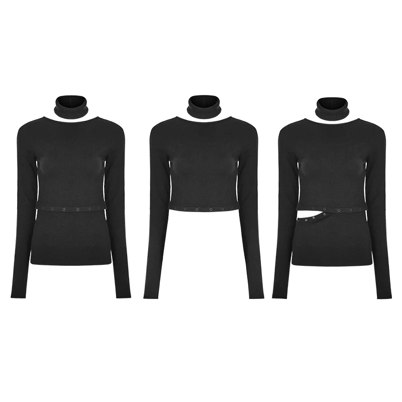 Daily Soft Split Punk Sweater With Separate Collar - Image 4