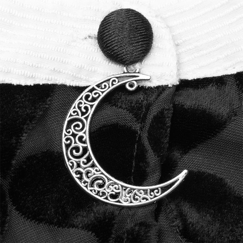 Dark peach heart shadow flower bat white collar little black dress - Image 5