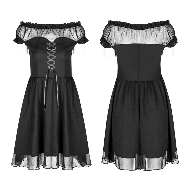 Elegant Gothic Lolita Off Shoulder Ruffle Lace Dress - Image 4