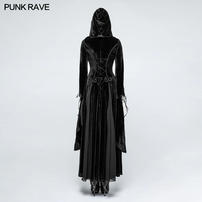 Embroidered Dark Goddess Long Velvet Gothic Coat For Women Byzantine Style - Image 3