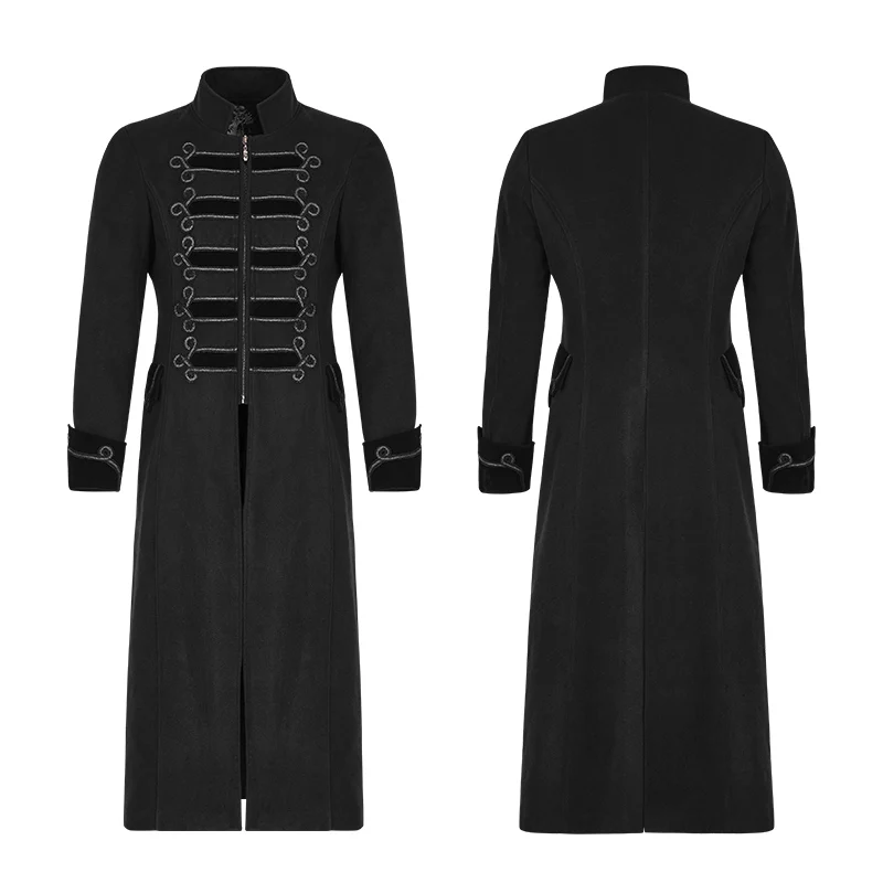 Exquisite Gorgeous Long Black Gothic Coat For Men - Image 4