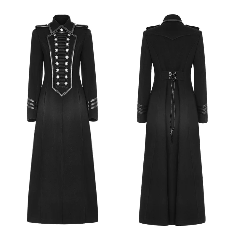 Exquisite Woolen Gothic Jacket Uniform Retro Trench Coat - Image 4