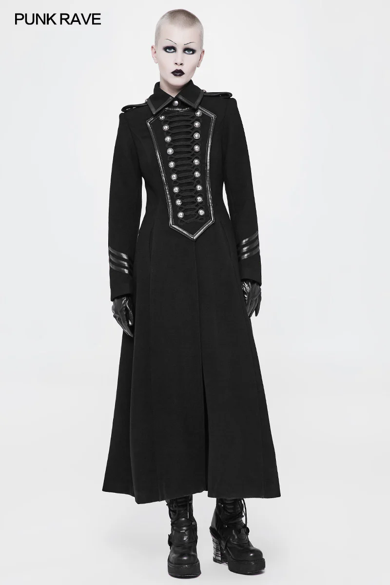 Exquisite Woolen Gothic Jacket Uniform Retro Trench Coat - Image 6