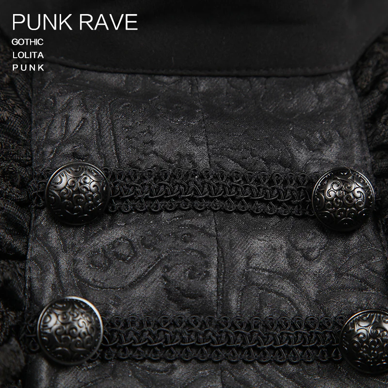 Fashion Black Soft Gothic Shirt With High Stand Collar For Men - Image 4