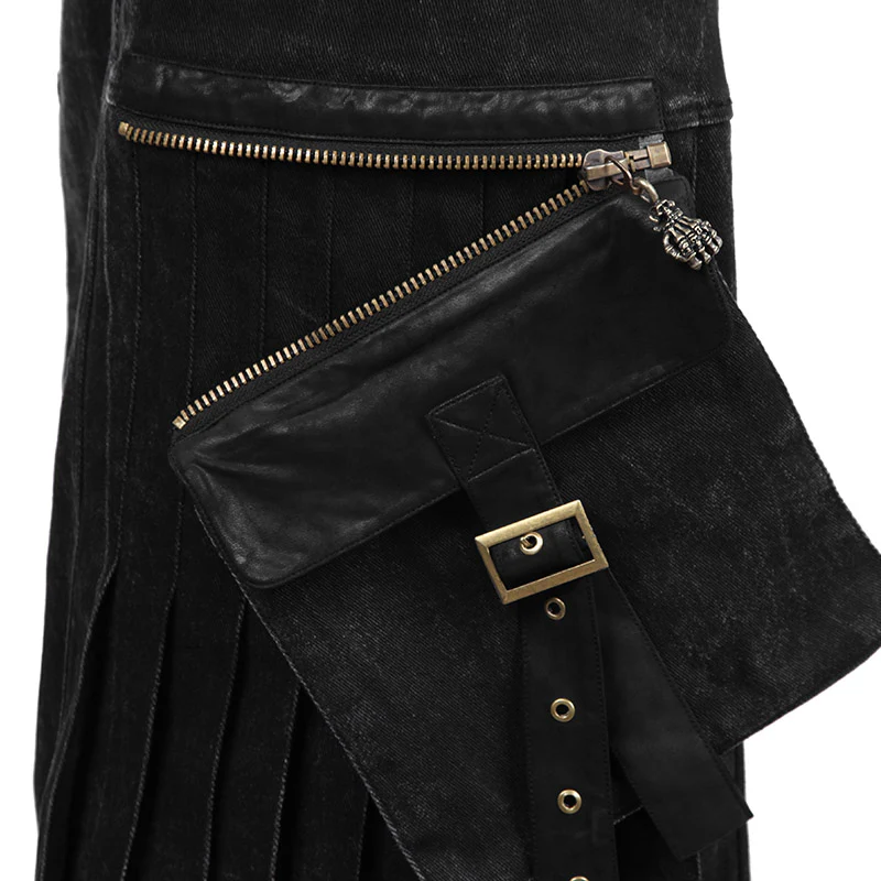 Gingham Man Above-the-knee Sheath Black Punk Skirt - Image 9