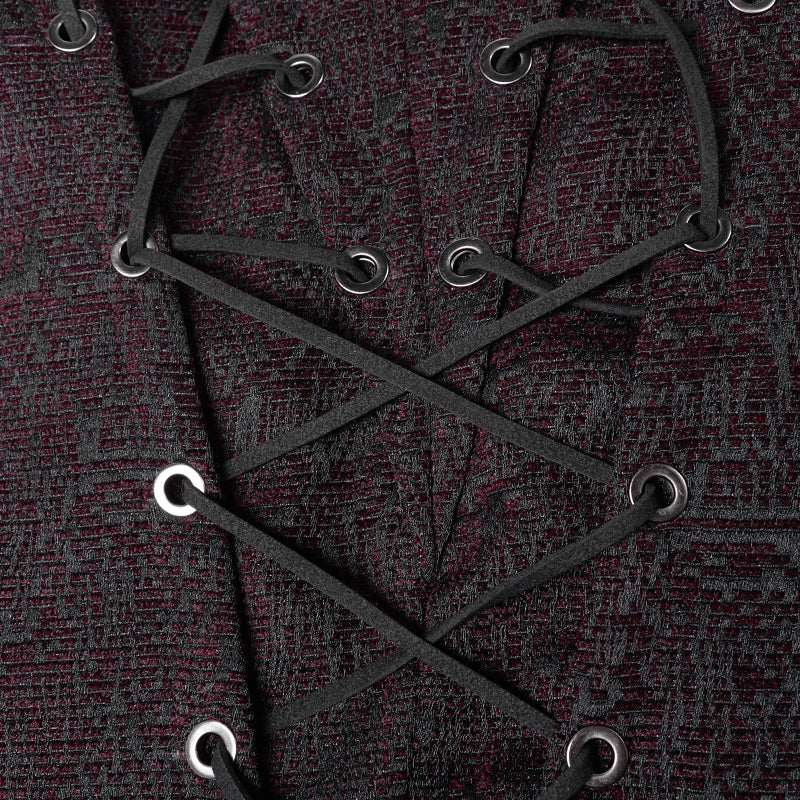 Goth Black And Red V-neck Zipper Vest With Cross Decoration - Image 5