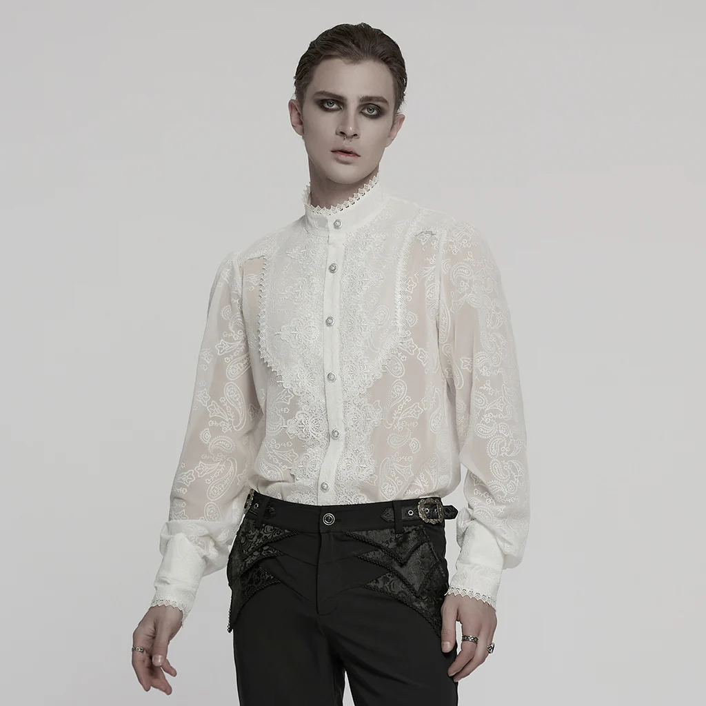 Goth Romantic Chiffon Men's Shirt - Image 11