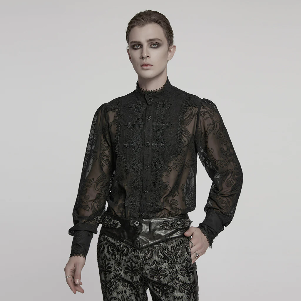 Goth Romantic Chiffon Men's Shirt - Image 3