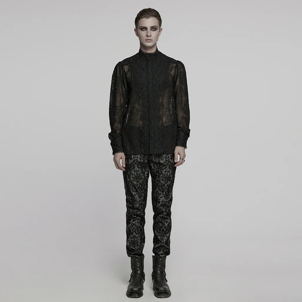 Goth Romantic Chiffon Men's Shirt - Image 5