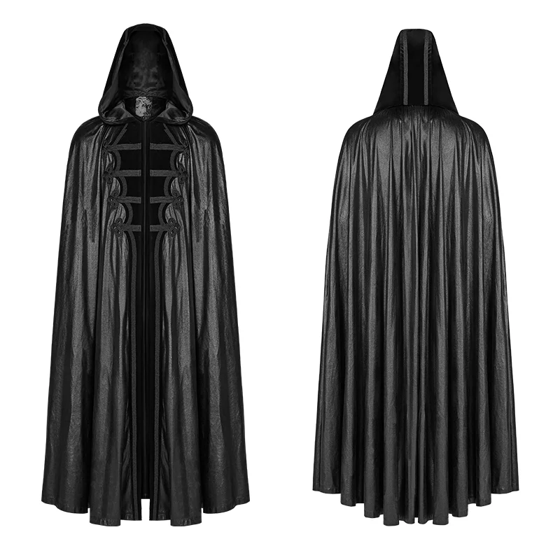Gothic Mens Black Retro Mystic Cloak - Image 4