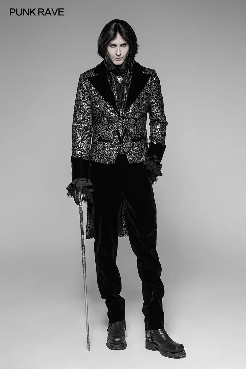 Gothic Metal Texture Jacquard Swallow Tail Coat Jacket - Image 6