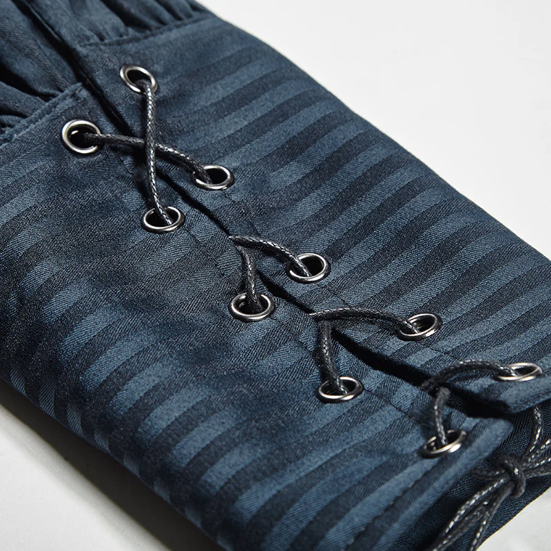 Great Black Striped Punk Shirts With Vertical Sense Plaids - Image 10