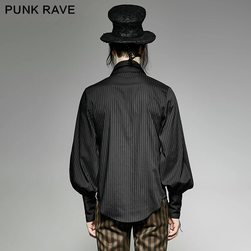 Great Black Striped Punk Shirts With Vertical Sense Plaids - Image 3