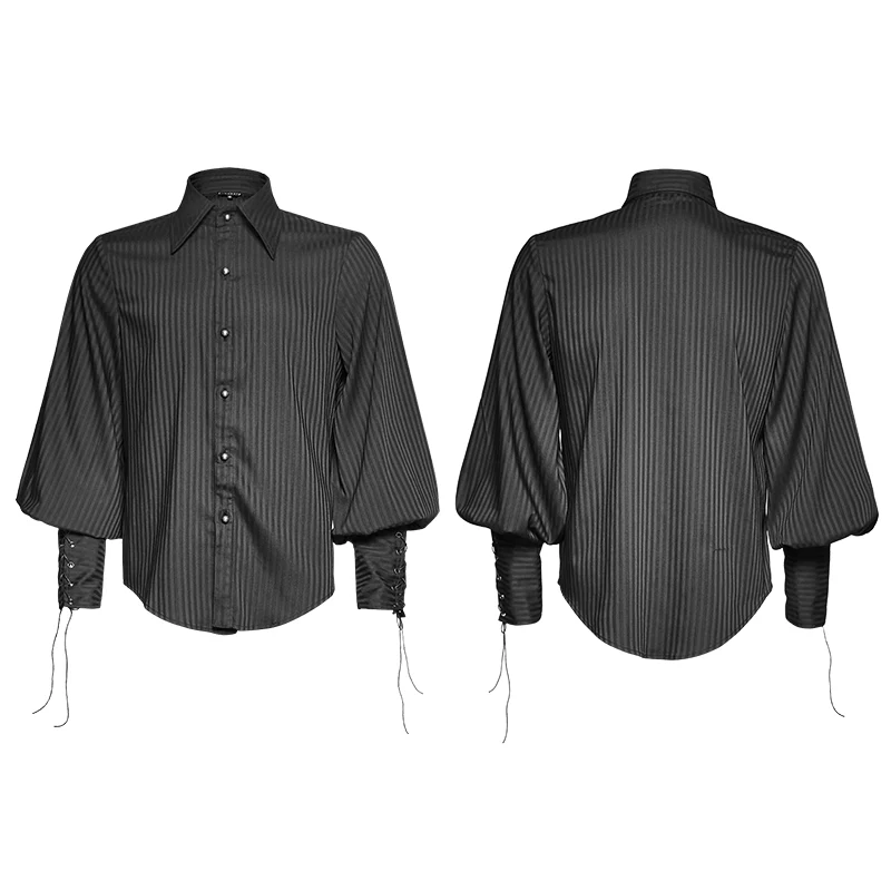 Great Black Striped Punk Shirts With Vertical Sense Plaids - Image 4