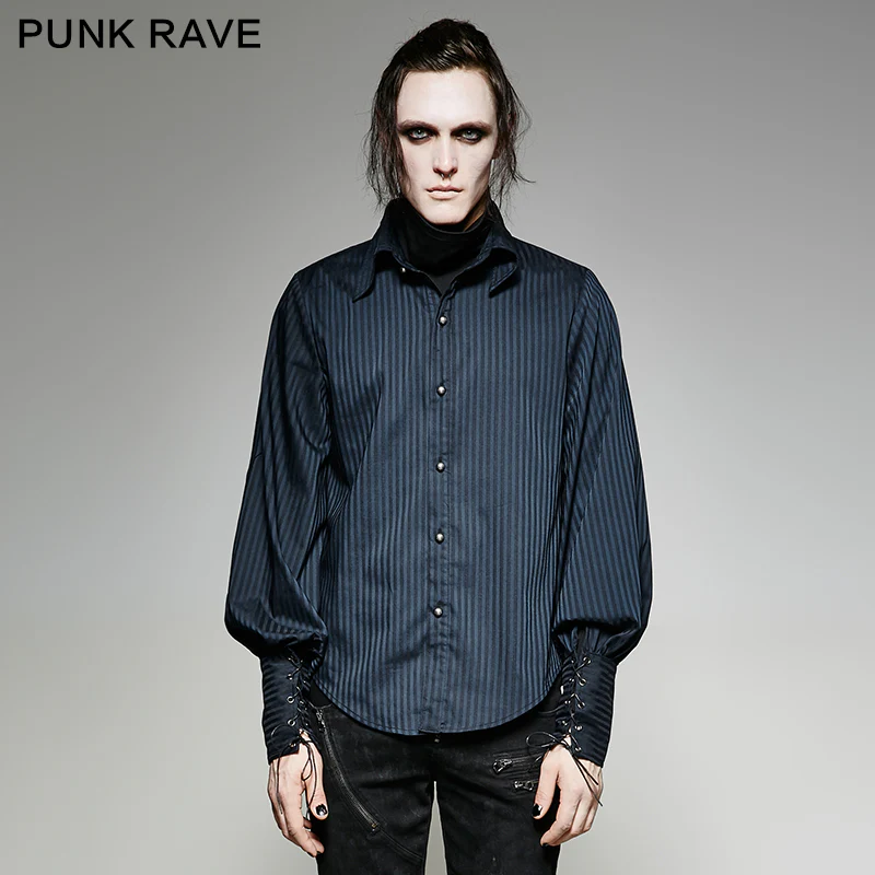 Great Black Striped Punk Shirts With Vertical Sense Plaids - Image 6