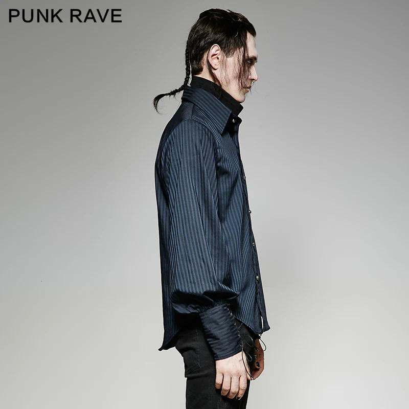 Great Black Striped Punk Shirts With Vertical Sense Plaids - Image 7