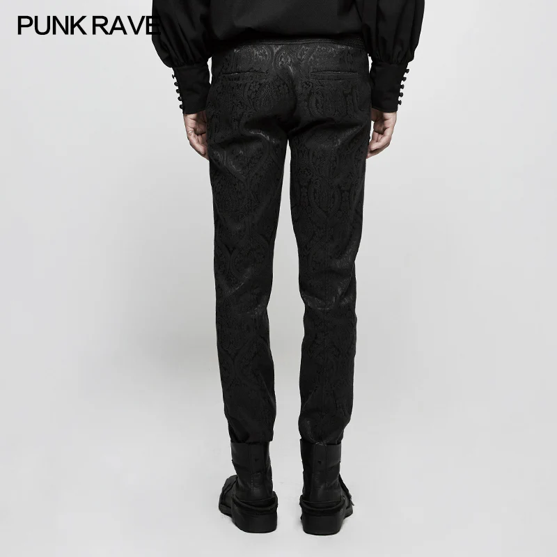 Handsome Jacquard Chinese Frog Black Gothic Pants For Men - Image 3