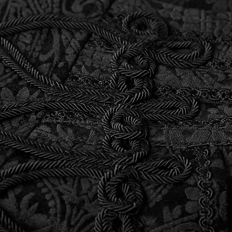 Handsome Jacquard Chinese Frog Black Gothic Pants For Men - Image 5