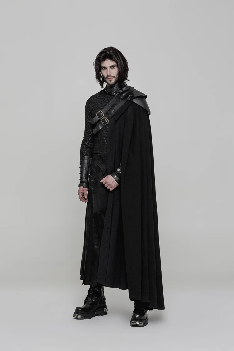 Handsome Long Irregular Uniform Gothic Cloak With Sleeve Slit On Front - Image 5