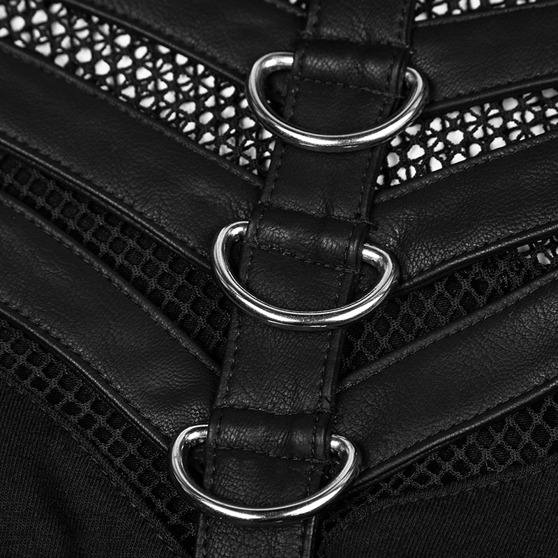 Handsome Stretchable Mesh Hooded Punk T-shirt - Image 5