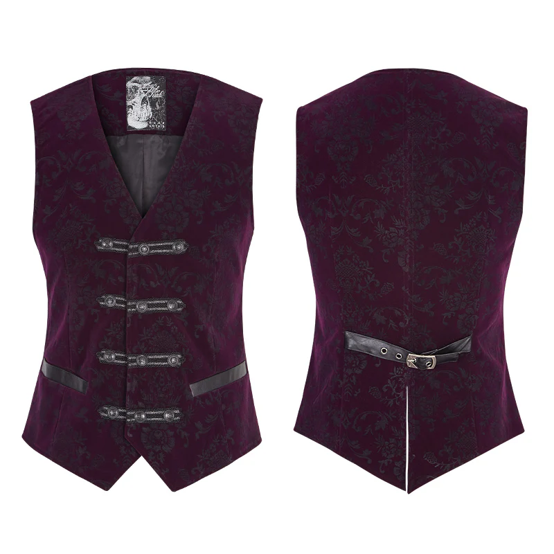 High Quality Velvet Printing Gothic Vest For Men - Image 10