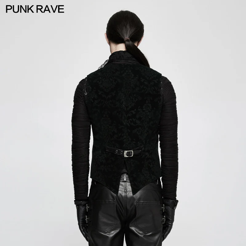 High Quality Velvet Printing Gothic Vest For Men - Image 13
