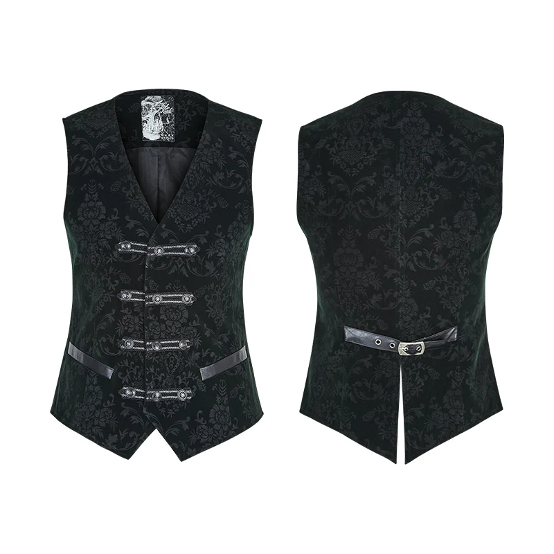 High Quality Velvet Printing Gothic Vest For Men - Image 14