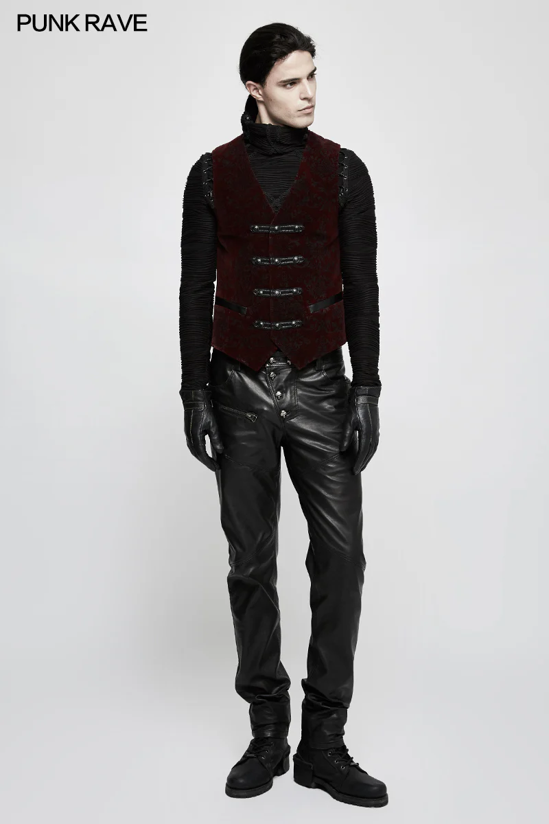 High Quality Velvet Printing Gothic Vest For Men - Image 16