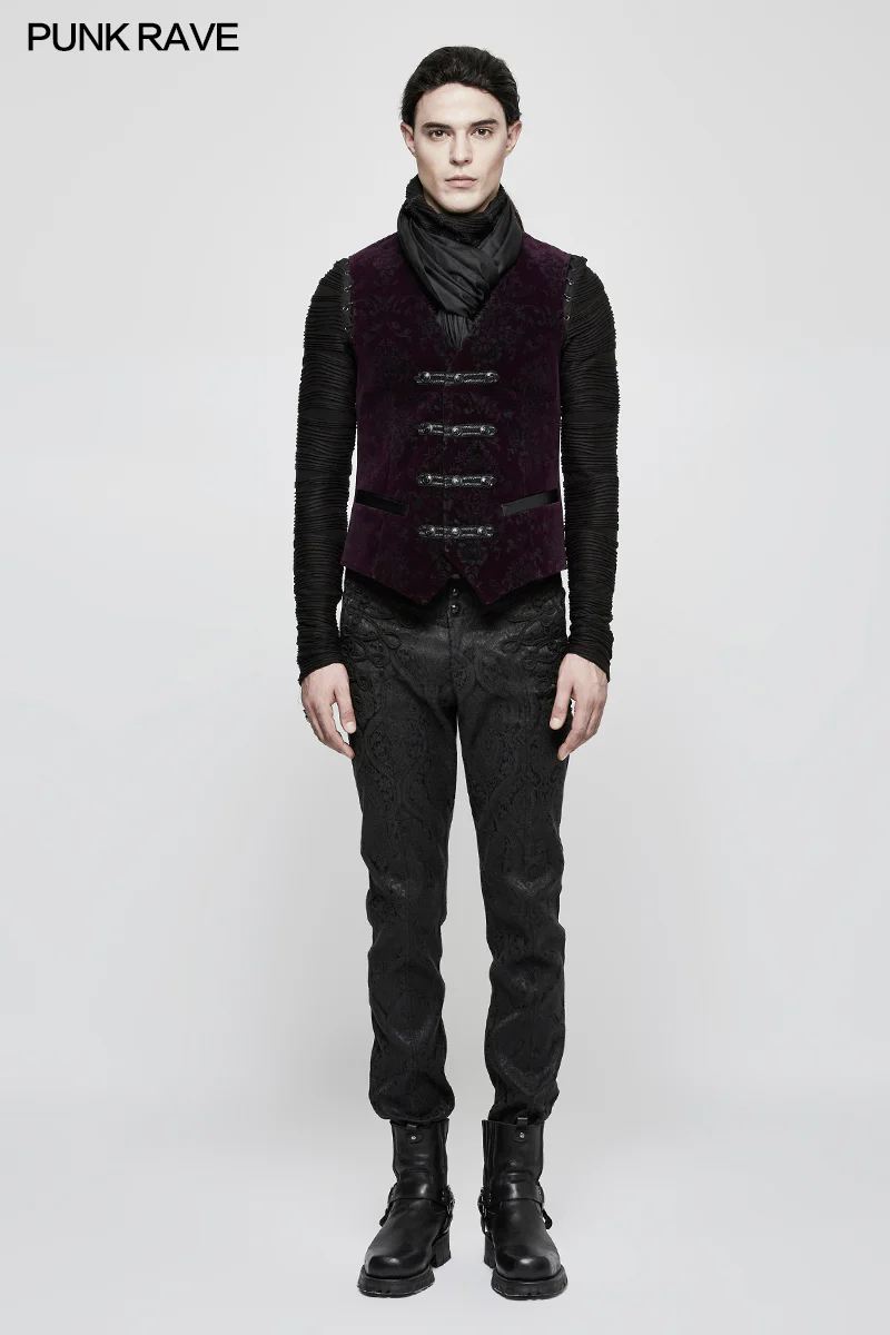 High Quality Velvet Printing Gothic Vest For Men - Image 17
