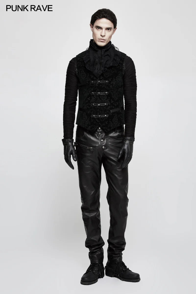High Quality Velvet Printing Gothic Vest For Men - Image 18