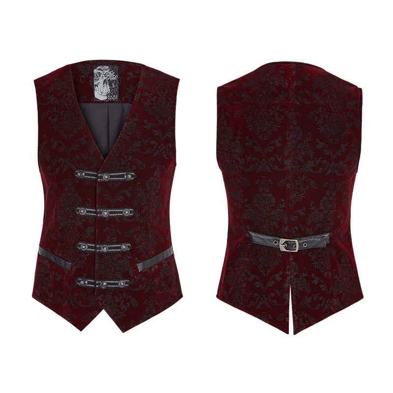 High Quality Velvet Printing Gothic Vest For Men - Image 4