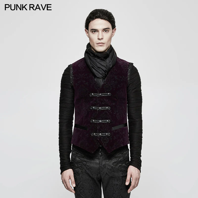High Quality Velvet Printing Gothic Vest For Men - Image 6