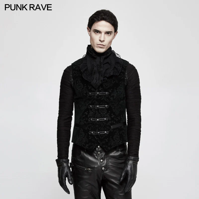 High Quality Velvet Printing Gothic Vest For Men - Image 9