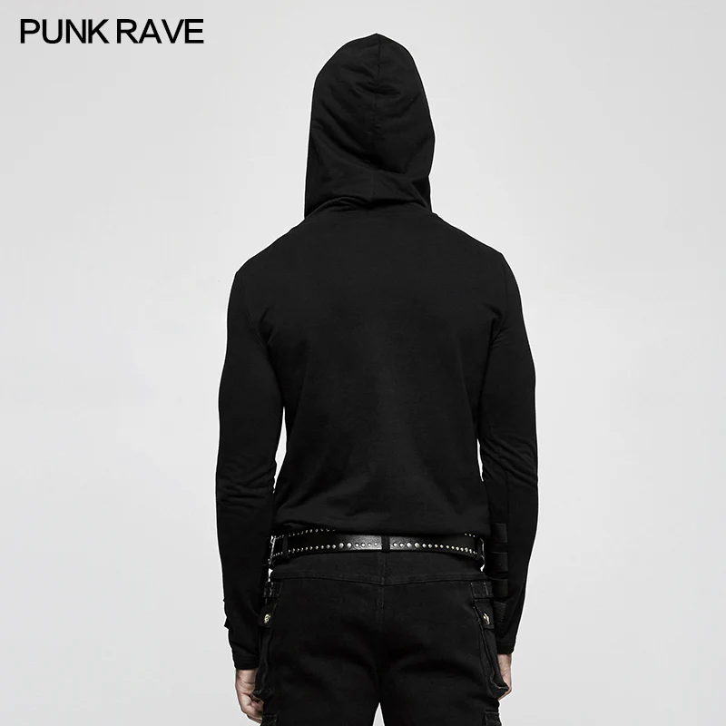 Hooded Loop Sleeve Long Punk Sweaters For Men - Image 3