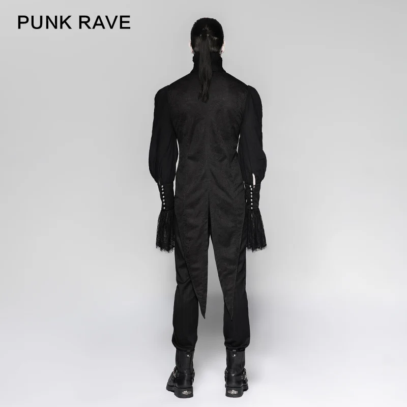 Lace Puff Sleeves Brocade Swallow-tailed Men Gothic Shirt - Image 3