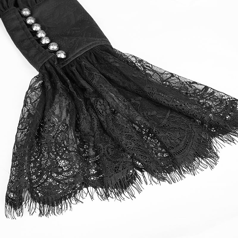 Lace Puff Sleeves Brocade Swallow-tailed Men Gothic Shirt - Image 5