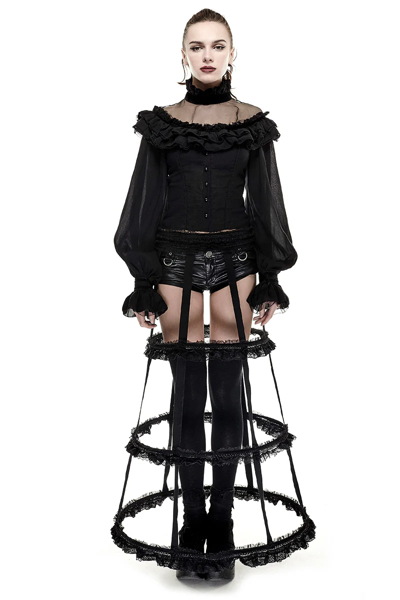 Lolita Style Adjustable Banked Lace Pattern Bustle Gothic Dresses - Image 6