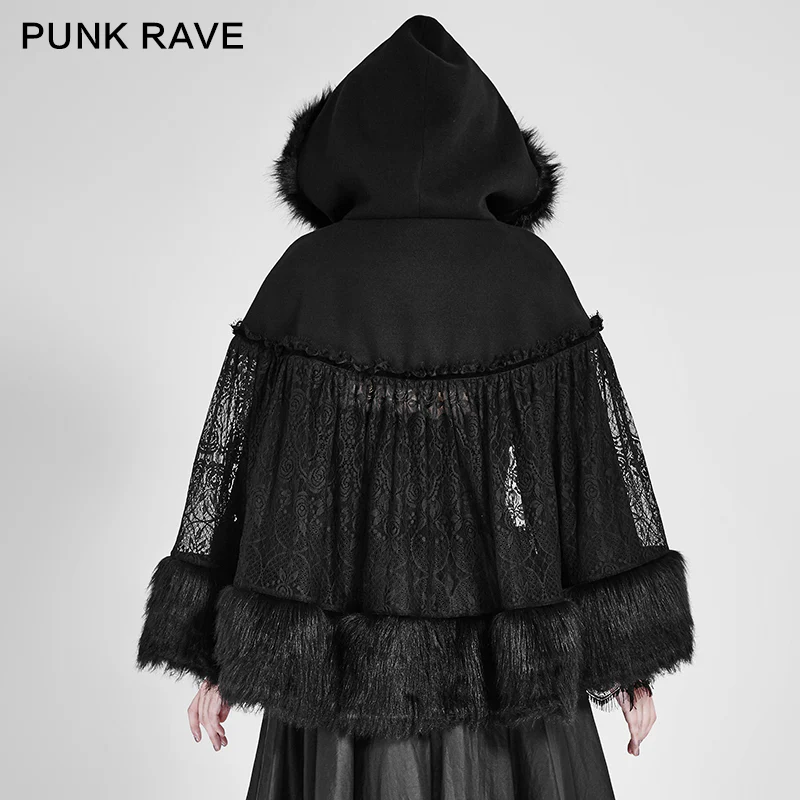 Lolita Style Warm Gothic Coat Woolen And Lace Fabric Cloak For Women - Image 3