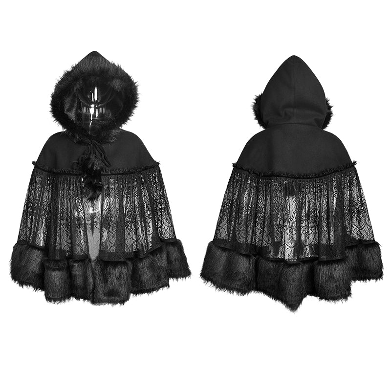 Lolita Style Warm Gothic Coat Woolen And Lace Fabric Cloak For Women - Image 4