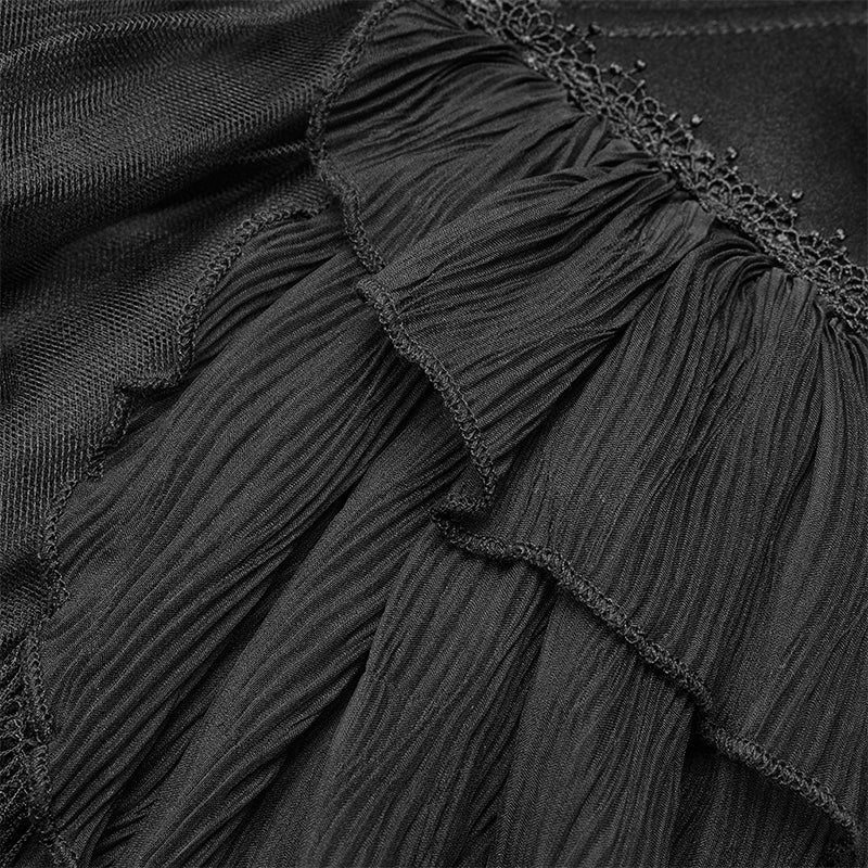 Lolita Sweetheart Neck Ruffles Irregular Lace Dress - Image 5