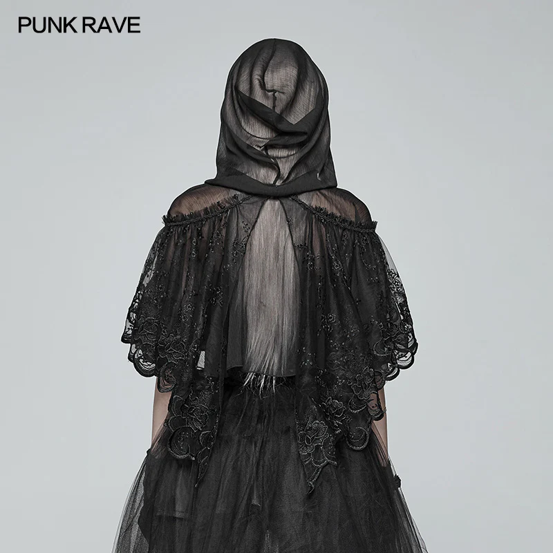 Lolita Transparent Lace Small Cloak With Hood - Image 3