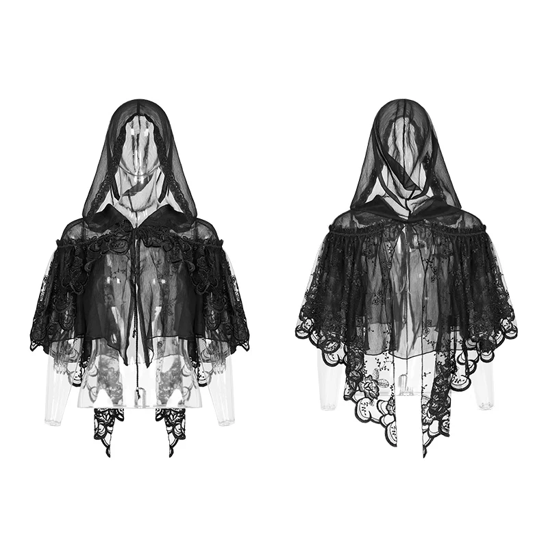 Lolita Transparent Lace Small Cloak With Hood - Image 5