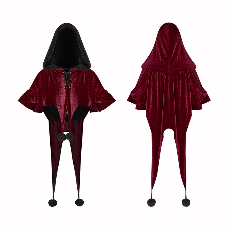 Lolita Velvet Short Hooded Loose Cloak With Cute Wooly Balls - Image 10