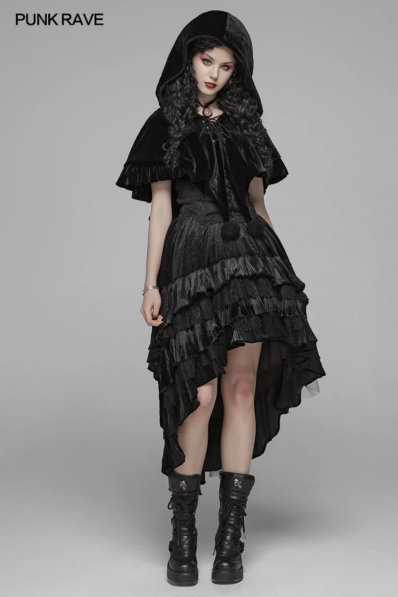 Lolita Velvet Short Hooded Loose Cloak With Cute Wooly Balls - Image 6